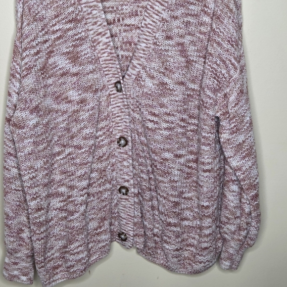Ava & Viv | Mauve Pink Marled V-neck Button Front Cardigan Sweater Size 2X - Picture 2 of 5